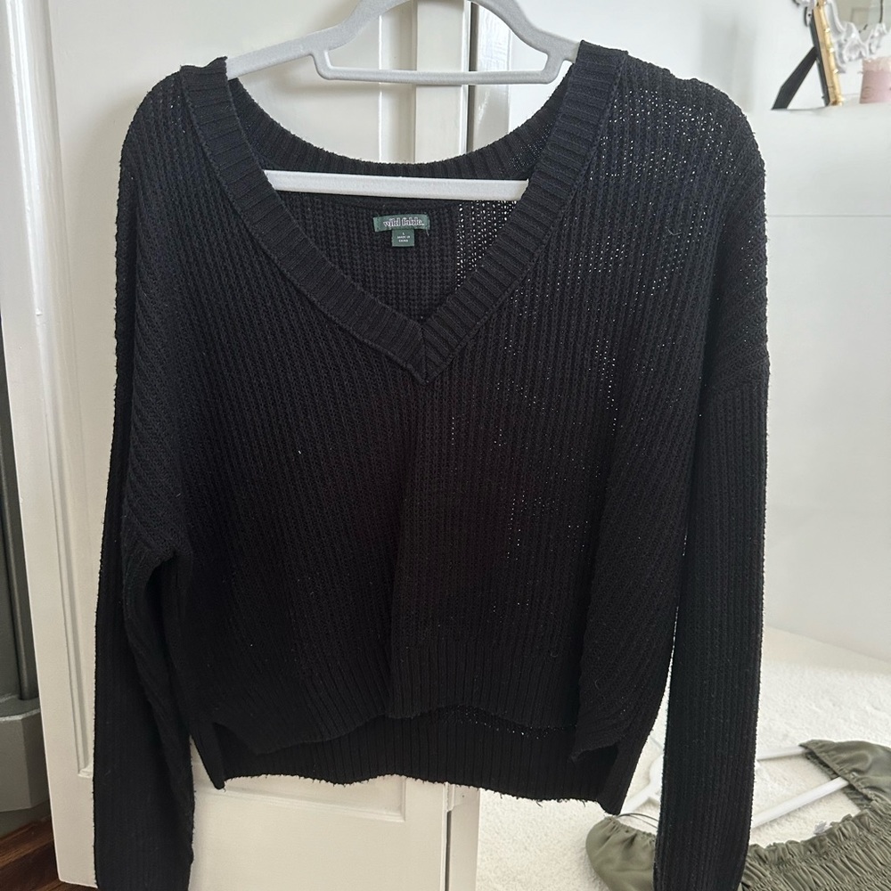 V-neck black sweater